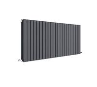 nuie HLA59D Sloane ǀ Modern Home Wall Mount Designer Horizontal Double Panel Radiator, 600mm x 1389mm x 72mm, Anthracite