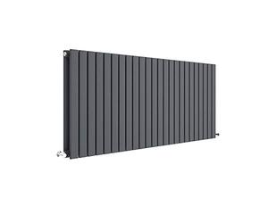 nuie HLA59D Sloane ǀ Modern Home Wall Mount Designer Horizontal Double Panel Radiator, 600mm x 1389mm x 72mm, Anthracite
