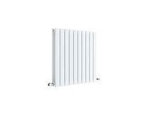 nuie HLW55D Sloane ǀ Modern Home Wall Mount Designer Horizontal Double Panel Radiator, 600mm x 586mm x 72mm, High Gloss White