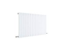 Nuie HLW56 Sloane Modern Home Wall Mount Designer Horizontal Single Panel Radiator, 600mm x 992mm x 53mm, High Gloss, Satin White