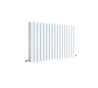 nuie HLW56D Sloane ǀ Modern Home Wall Mount Designer Horizontal Double Panel Radiator, 600mm x 992mm x 72mm, High Gloss White