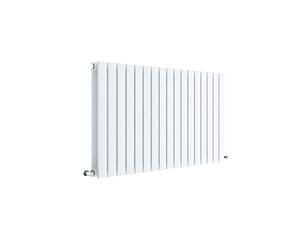 Nuie HLW56D Sloane Modern Home Wall Mount Designer Horizontal Double Panel Radiator, 600mm x 992mm x 72mm, High Gloss, Satin White