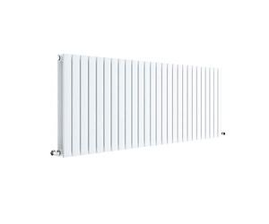 Nuie HLW60D Sloane Modern Home Wall Mount Designer Horizontal Double Panel Radiator, 600mm x 1572mm x 72mm, High Gloss, Satin White