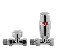 nuie HT316 Modern Bathroom Luxury Round Straight Thermostatic Radiator Valves, 118 x 60 x 40mm, Chrome