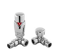 Nuie HT317 Luxury Corner Thermostatic Radiator Valves, Silver