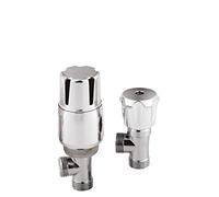 nuie HT326 Modern Bathroom Round Angled Thermostatic Radiator Valves, 130 x 45 x 76mm, Chrome