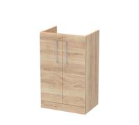 Nuie Hudson Reed Arno Floor Standing Vanity Unit, Durable 2 Soft Close Door Bathroom Sink Vanity Unit With Shelf In Bleached Oak, 500mm