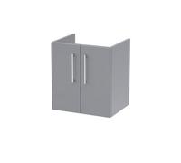 Nuie Hudson Reed Arno Wall Hung Vanity Unit, Durable 2 Soft Close Door Bathroom Sink Vanity Unit With Shelf In Satin Grey, 500mm