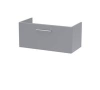 Nuie Hudson Reed Arno Wall Hung Vanity Unit, Durable Single Soft Close Door Bathroom Sink Vanity Unit With Shelf In Satin Grey, 800mm