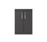 Nuie Hudson Reed Athena Floor Standing Vanity Unit, Durable Soft Close 2-Door, Modern Bathroom Cabinet Storage In Gloss Grey, 600mm