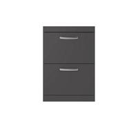 Nuie Hudson Reed Athena Floor Standing Vanity Unit, Durable Soft Close 2-Drawer, Modern Bathroom Cabinet Storage In Gloss Grey, 600mm