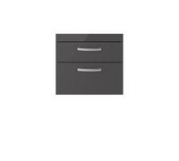 Nuie Hudson Reed Athena Wall Hung Vanity Unit, Durable Soft Close 2-Door, Modern Bathroom Cabinet Storage In Gloss Grey, 600mm