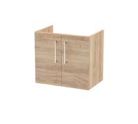 Nuie Hudson Reed Athena Wall Hung Vanity Unit, Durable Soft Close 2-Door, Modern Bathroom Cabinet Storage In Bleached Oak, 600mm