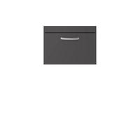 Nuie Hudson Reed Athena Wall Hung Vanity Unit, Durable Soft Close Single Door, Modern Bathroom Cabinet Storage In Gloss Grey, 600mm