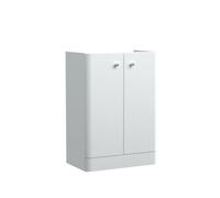 Nuie Hudson Reed Core Floor Standing 2 Soft Close Door Vanity Unit, Bathroom Vanity Units With Storage In Gloss White, 600mm