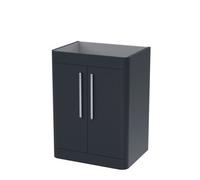 Nuie Hudson Reed Parade Component Floor Standing 2 Soft Close Door Vanity Unit, Bathroom Vanity Units With Storage In Soft Black, 600mm