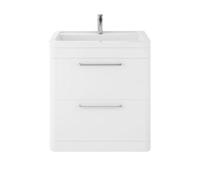 Hudson Reed Solar Matt Floor Standing 2 Drawer Vanity Unit and Ceramic Basin | Pure White | MDF | 800mm
