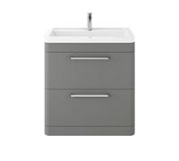 Hudson Reed Solar Floor Standing 2 Drawer Vanity Unit With Ceramic Basin 800Mm - Cool Grey