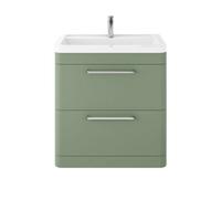 Hudson Reed Solar Matt Floor Standing 2 Drawer Vanity Unit and Ceramic Basin | Fern Green | MDF | 800mm