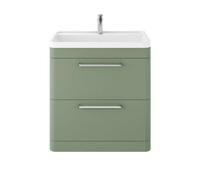 Hudson Reed Solar Matt Floor Standing 2 Drawer Vanity Unit and Polymarble Basin | Fern Green | MDF | 800mm