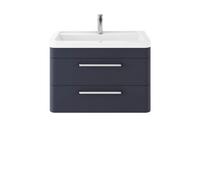 Hudson Reed Solar Wall Hung 2 Drawer Vanity Unit With Ceramic Basin 800Mm - Indigo Blue