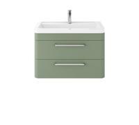 Hudson Reed Solar Matt Wall Hung 2 Drawer Vanity Unit and Ceramic Basin | Fern Green | MDF | 800mm