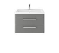 Hudson Reed Solar Matt Wall Hung 2 Drawer Vanity Unit and Ceramic Basin | Cool Grey | Ceramic/MDF | 800mm