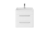 Hudson Reed Solar Matt Wall Hung 2 Drawer Vanity Unit and Polymarble Basin | Pure White | MDF | 600mm