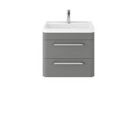 Hudson Reed Solar Matt Wall Hung 2 Drawer Vanity Unit and Polymarble Basin | Cool Grey | MDF | 600mm