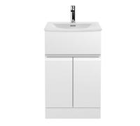 Hudson Reed Urban Floor Standing 2 Door 1 Drawer Vanity Unit With Curved Basin 500Mm - Satin White
