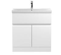 Hudson Reed Urban Floor Standing Vanity Unit and Thin Edge Ceramic Basin | Satin White | MDF | 800mm