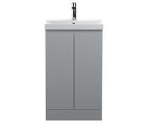 Nuie Hudson Reed Urban Floor Standing 2 Soft Close Door Vanity Unit With Thin-Edge Basin, Modern Vanity Unit In Satin Grey, 800mm