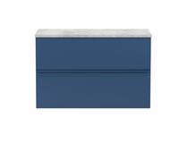 Hudson Reed Urban Wall Hung 2 Drawer Vanity Unit With Bellato Grey Worktop 800Mm - Satin Blue