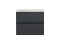 Hudson Reed Urban Wall Hung 2 Drawer Vanity & Laminate Worktop, 600Mm - Soft Black/Bellato Grey