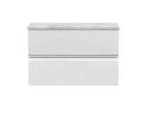 Hudson Reed Urban Wall Hung 2 Drawer Vanity Unit With Bellato Grey Worktop 800Mm - Satin White