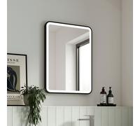Nes Home 700 X 500mm Black Frame Touch Sensor Led Rectangular Mirror With Demister