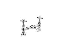 Nuie I315X Beaumont Traditional Bathroom Luxury Crosshead Handle Bridge Basin Mixer Tap, 140mm x 240mm, Chrome