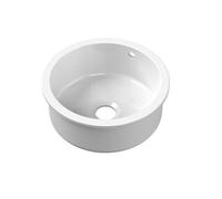 Nuie Inset Round Single Bowl Kitchen Sink With Overflow & Central Waste, Durable Small Kitchen Basin In White, 460 X 191mm
