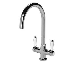 Nuie KB304 ǀ Traditional Kitchen Cruciform Sink Mixer Tap with Lever Handles, 350mm x 45mm, Chrome