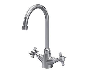 nuie KB603 Kitchen Taps Traditional Mono Mixer Kitchen Tap with Crosshead Handles, 320mm, Brushed Nickel