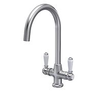 nuie KB604 Kitchen Taps Traditional Mono Mixer Kitchen Tap with Lever Handles, 375mm, Brushed Nickel