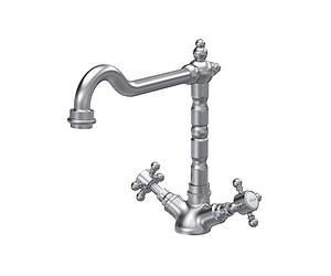 nuie KB605 Kitchen Taps French Classic Mono Mixer Kitchen Tap with Crosshead Handles, 287mm, Brushed Nickel