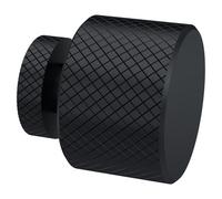 nuie H214 Handles | Modern Bathroom Designer Round Indented Knurled Knob Bathroom Furniture Handle, 30mm, Matt Black