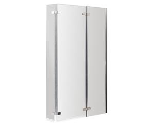 Nuie L-Shaped Fixed Hinged Bath Screen | Chrome | Glass/Aluminium | 800mm