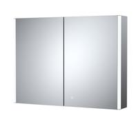 Nuie Leda LED Mirrored Cabinet with Demister and Shaver Socket | Glass/Aluminium | 800mm