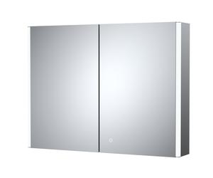 Nuie Leda LED Mirrored Cabinet with Demister and Shaver Socket | Glass/Aluminium | 800mm
