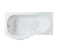 Nuie Left Hand P Shape Shower Bath | White | Acrylic | 1500mm x 850mm
