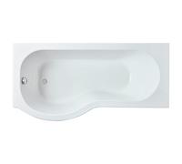 Nuie Left Hand P Shape Shower Bath | White | Acrylic | 1600mm x 850mm