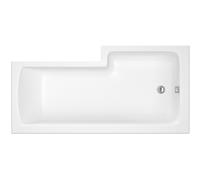 Nuie Left Hand Square Shower Bath | White | Acrylic | 1500mm x 850mm