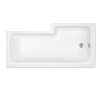 Nuie Left Hand Square Shower Bath | White | Acrylic | 1600mm x 850mm